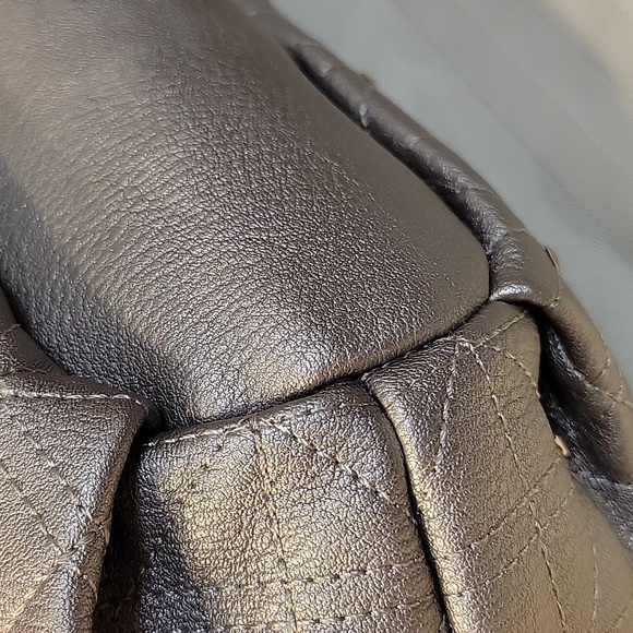 Nicole Miller Studded Quilted Vegan Fauw leather small bag, Silver - Picture 7 of 9